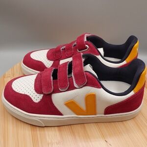 VEJA Kids Recife Logo Sneakers Red Yellow Size 4 Medium US 3 Straps